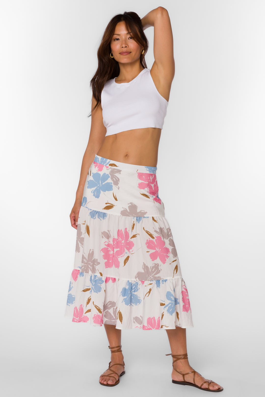 Perla Floral Splash Skirt - Bottoms - Velvet Heart Clothing