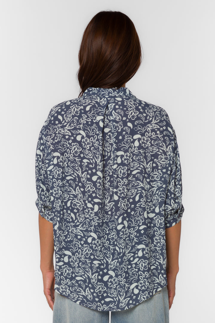 Pippen Navy Floral Shirt - Tops - Velvet Heart Clothing