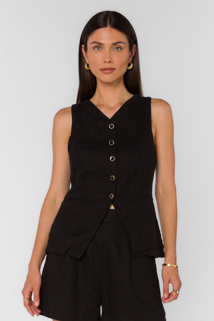 Pisces Black Vest - Tops - Velvet Heart Clothing
