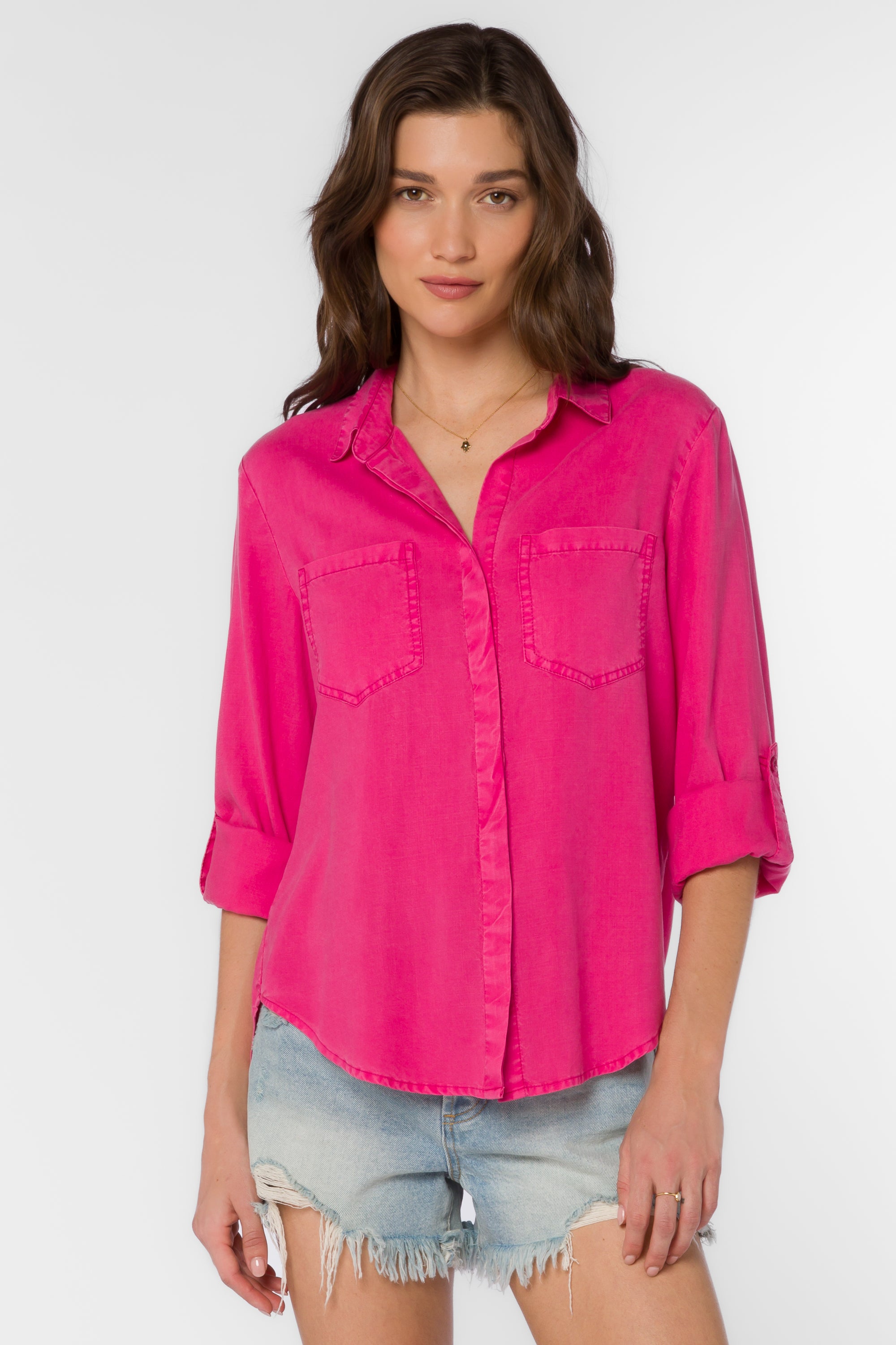 Riley Barbie Pink Shirt - Tops - Velvet Heart Clothing