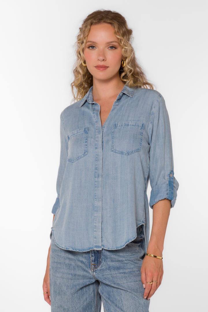 Riley Classic Indigo Shirt - Tops - Velvet Heart Clothing