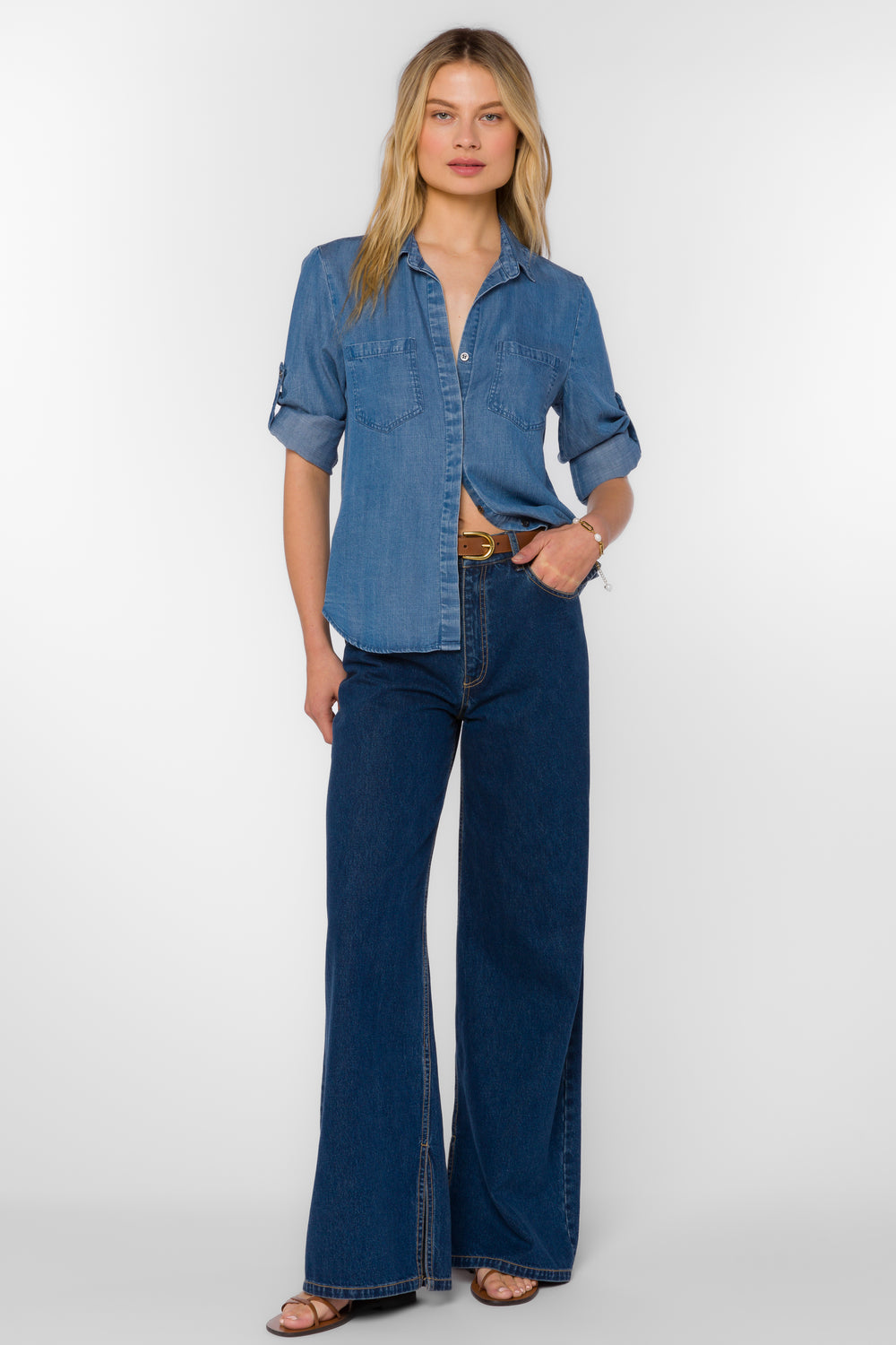 Riley Grecian Blue Shirt - Tops - Velvet Heart Clothing
