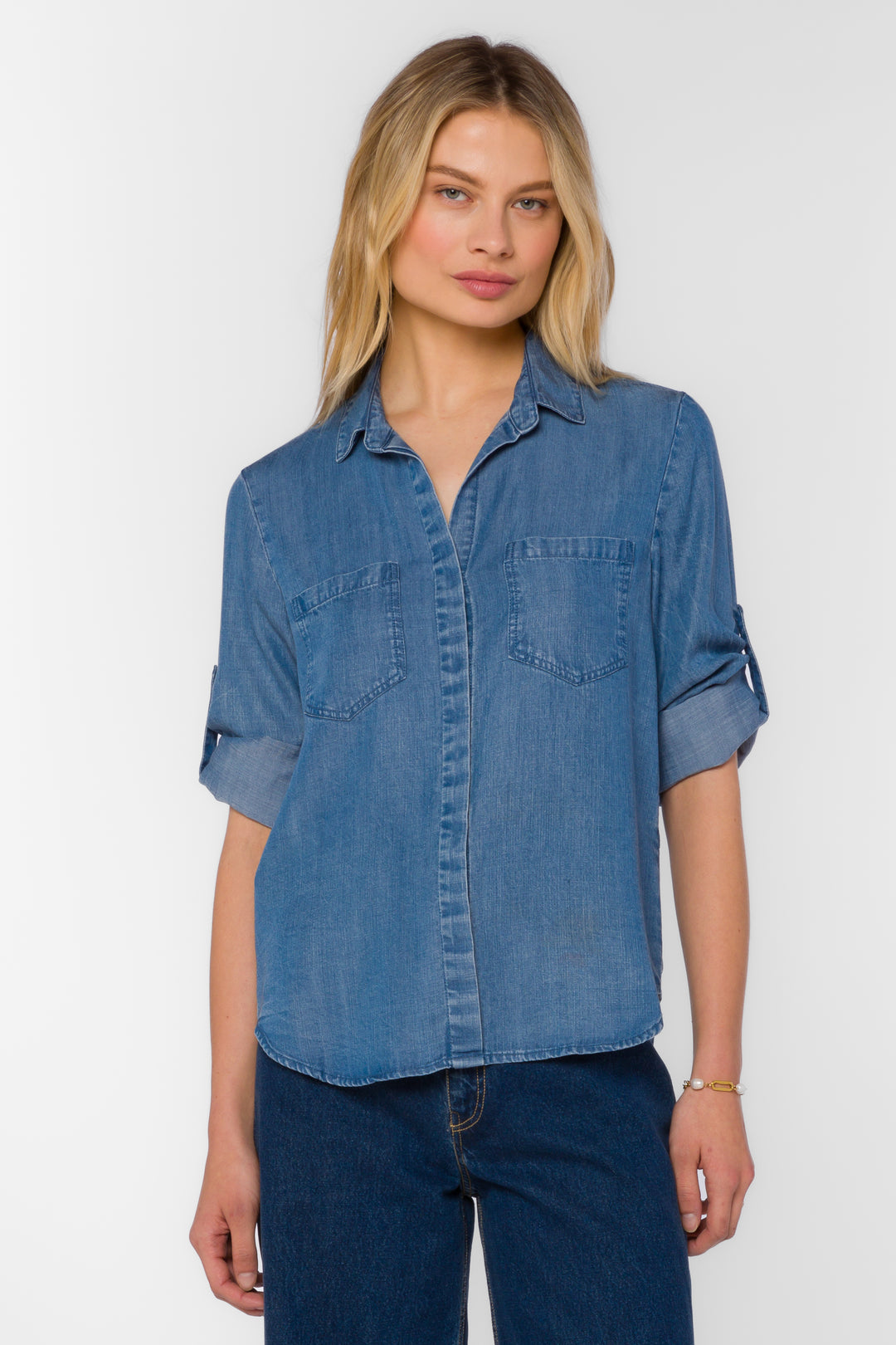 Riley Grecian Blue Shirt - Tops - Velvet Heart Clothing