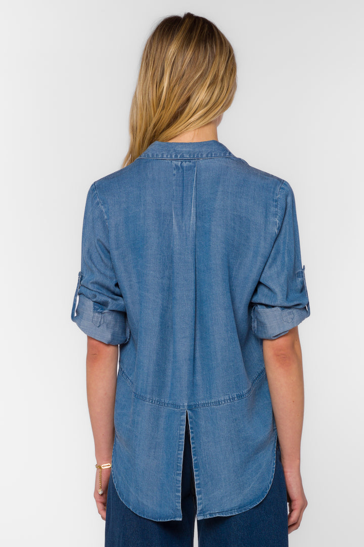 Riley Grecian Blue Shirt - Tops - Velvet Heart Clothing