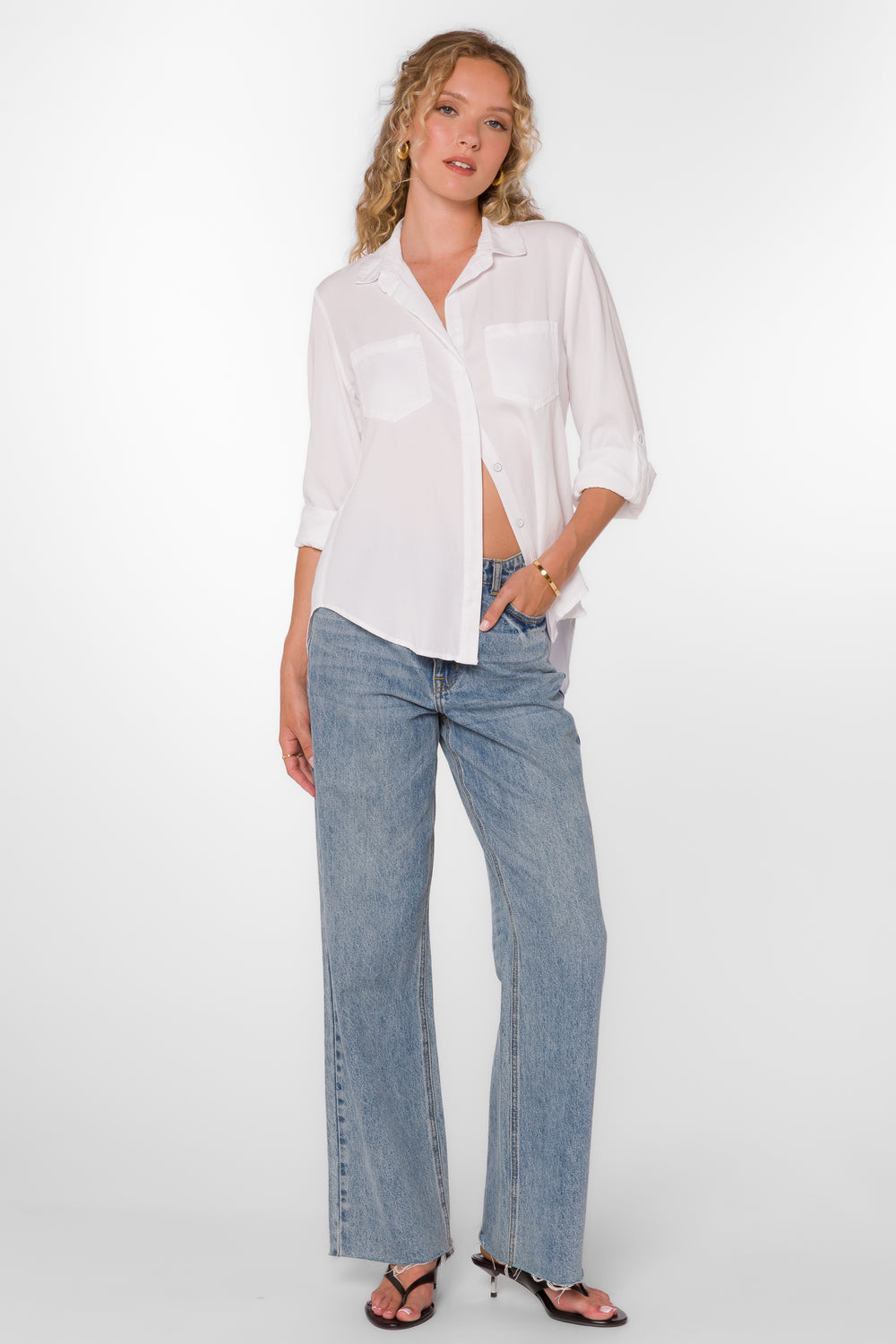 Riley Optic White Shirt - Tops - Velvet Heart Clothing