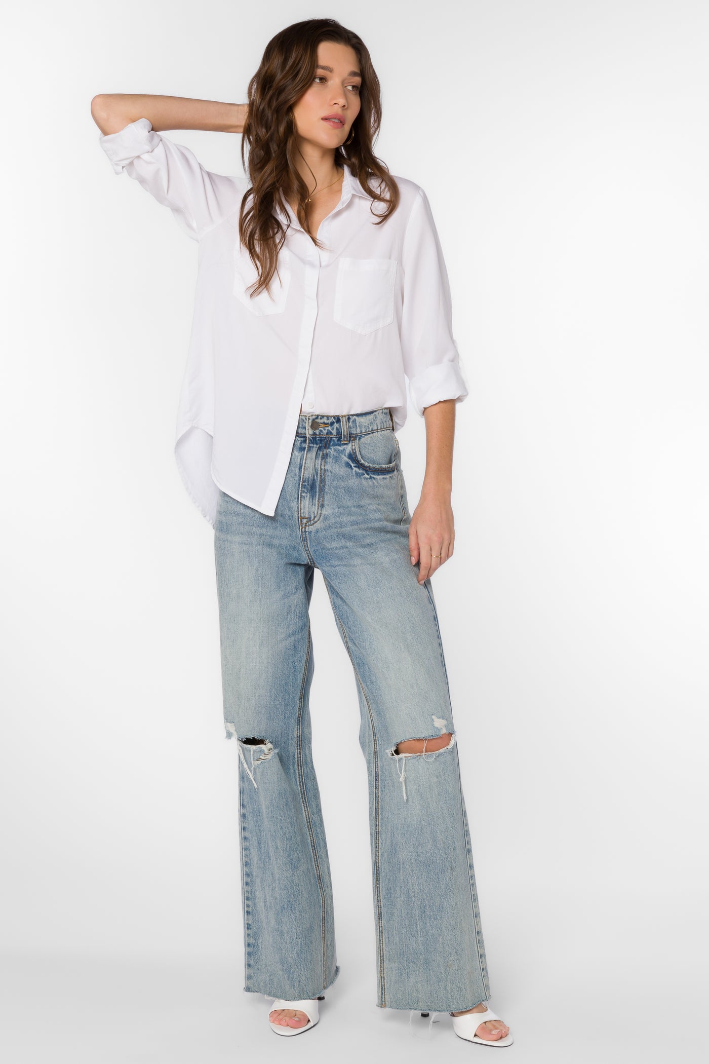 Riley Optic White Shirt - Tops - Velvet Heart Clothing