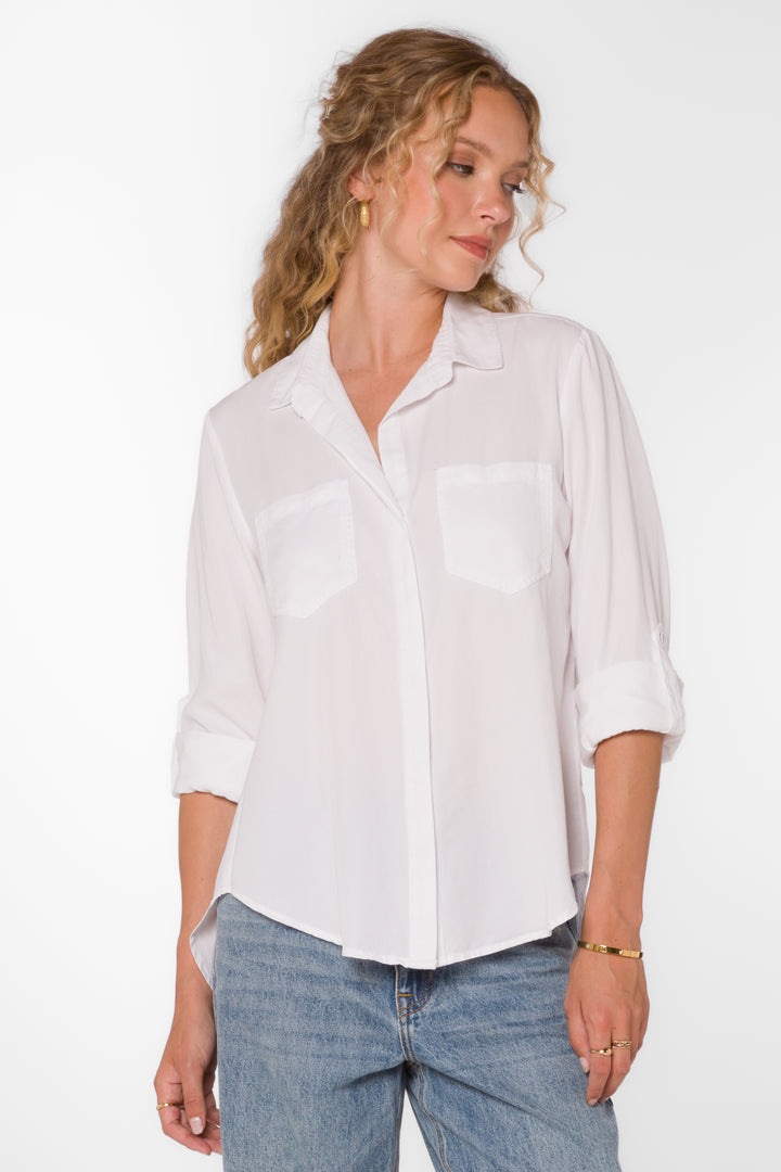 Riley Optic White Shirt - Tops - Velvet Heart Clothing
