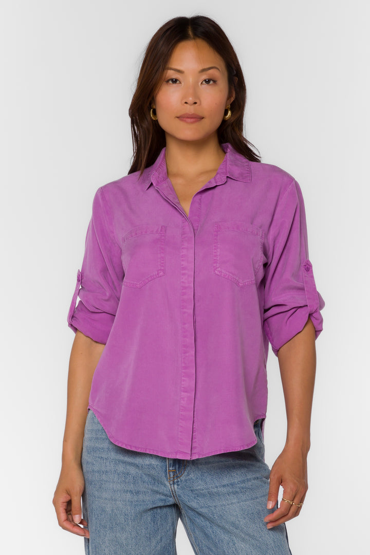 Riley Lavender Bloom Shirt - Tops - Velvet Heart Clothing