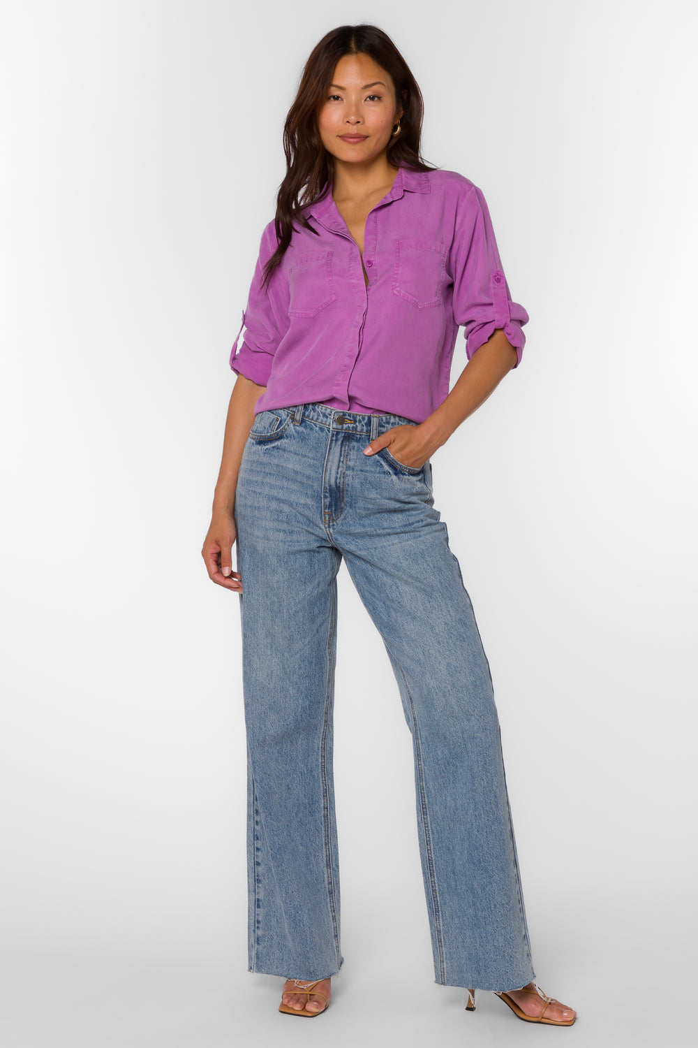 Riley Lavender Bloom Shirt - Tops - Velvet Heart Clothing
