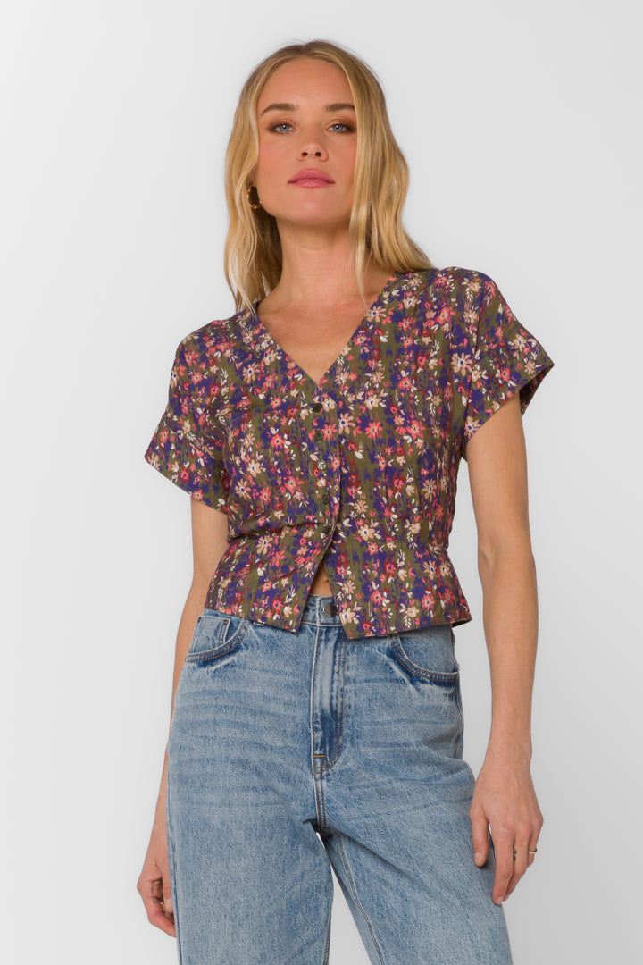 Roden Ditsy Greenery Top