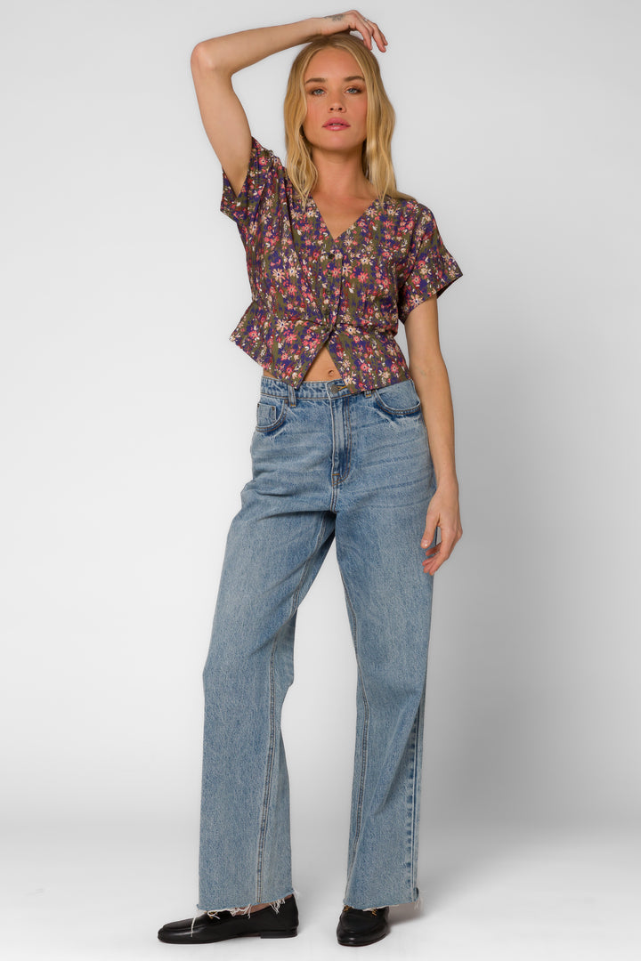 Roden Ditsy Greenery Top