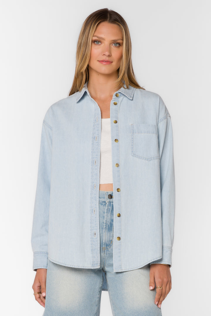 Roger Powder Blue Shirt - Tops - Velvet Heart Clothing