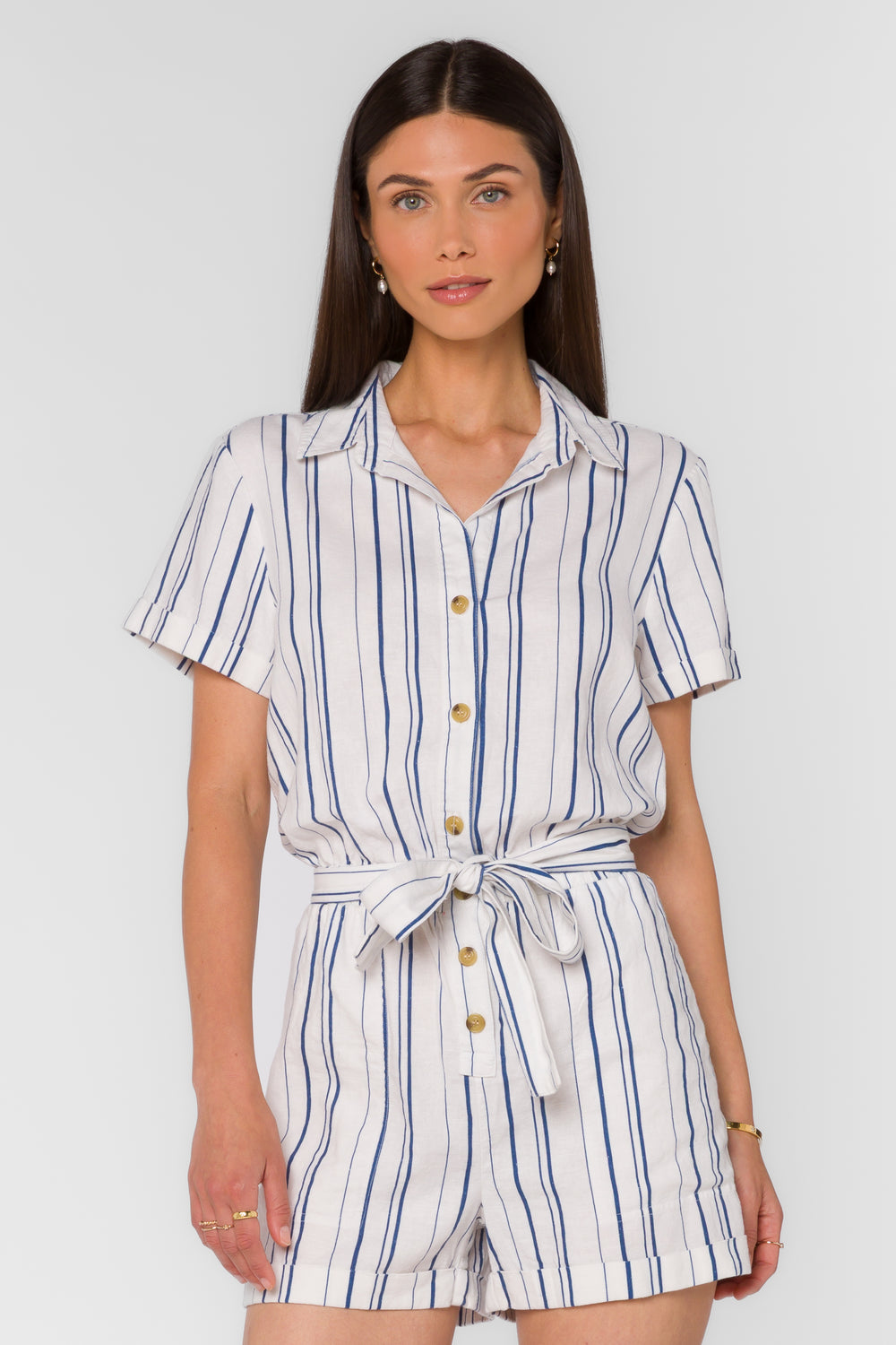 Rosalie Navy Stripe Romper - Jumpsuits & Rompers - Velvet Heart Clothing