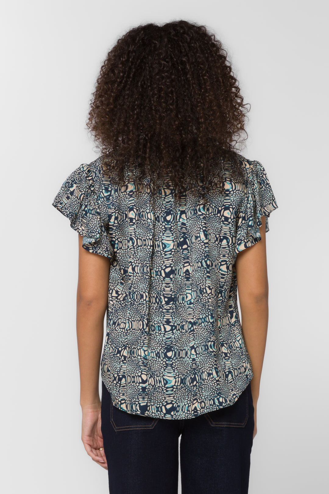 Sarah Navy Abstract Top