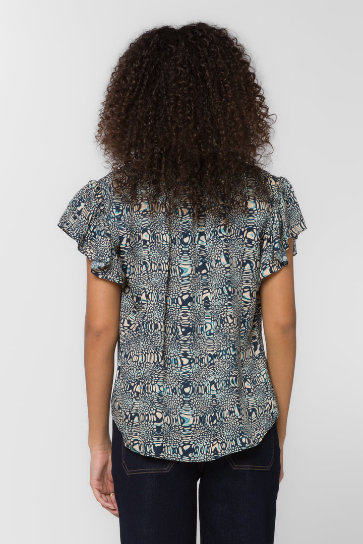 Sarah Navy Abstract Top