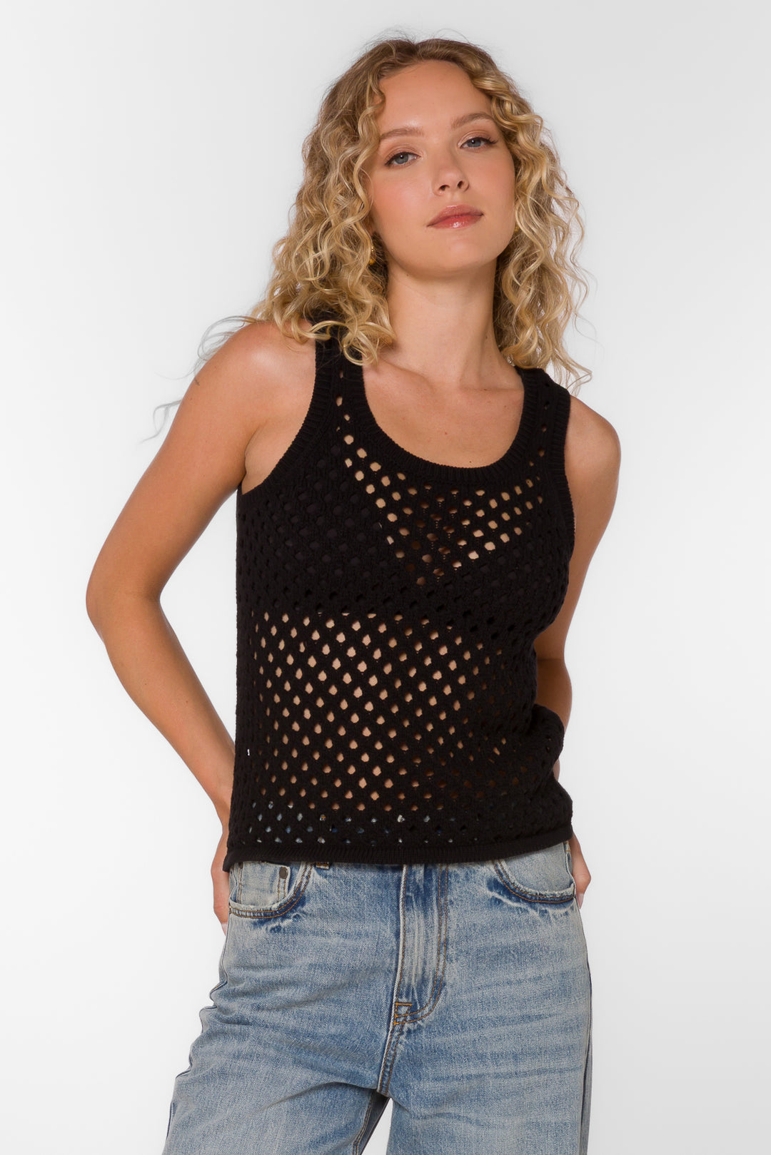 Santina Black Tank - Tops - Velvet Heart Clothing