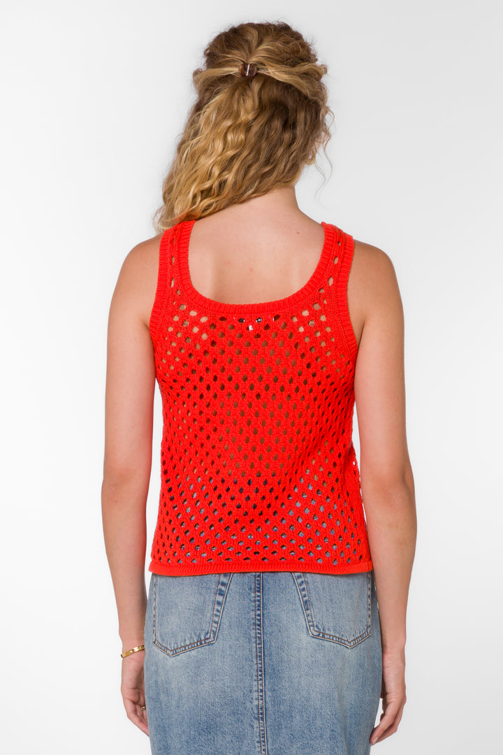 Santina Mandarin Red Tank - Tops - Velvet Heart Clothing