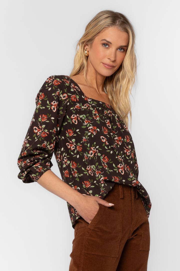 Sela Watercolor Blossom Top - Tops - Velvet Heart Clothing