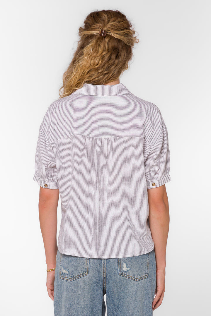 Selena Black Stripe Shirt - Tops - Velvet Heart Clothing