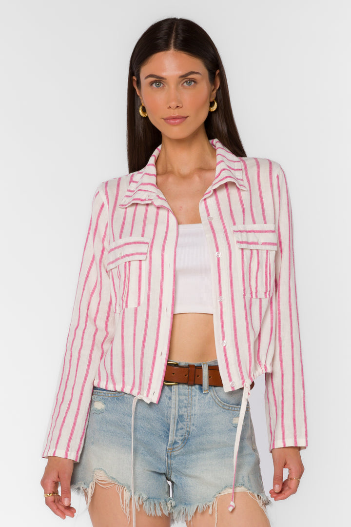 Seren Fuchsia Stripe Jacket - Jackets & Outerwear - Velvet Heart Clothing
