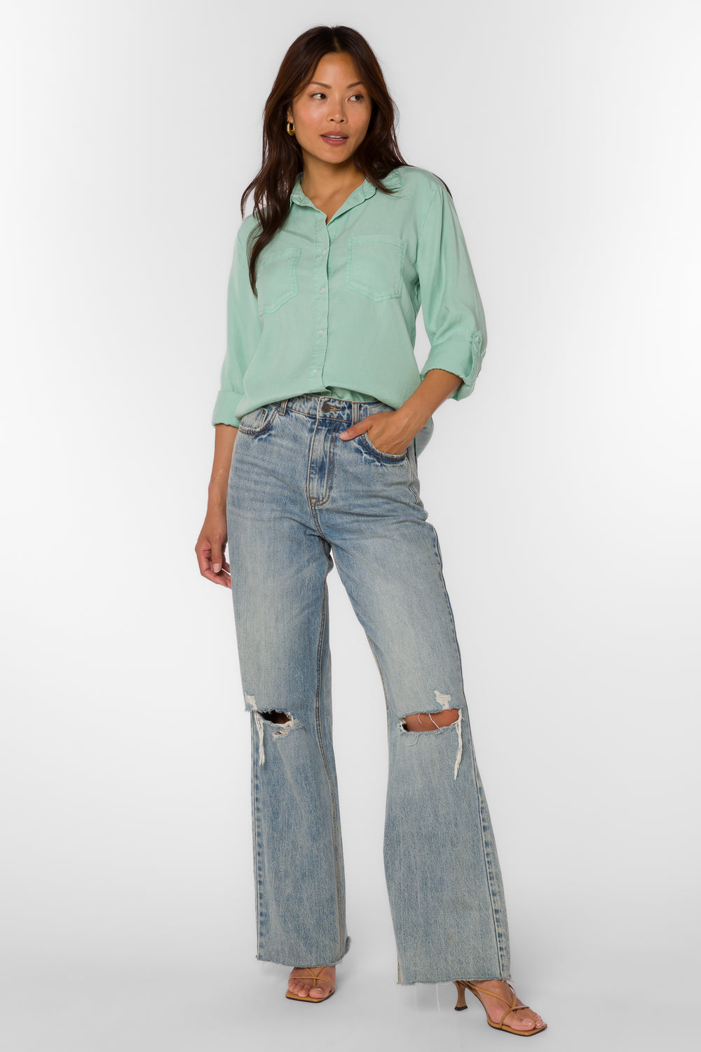 Sirena Spearmint Shirt - Tops - Velvet Heart Clothing