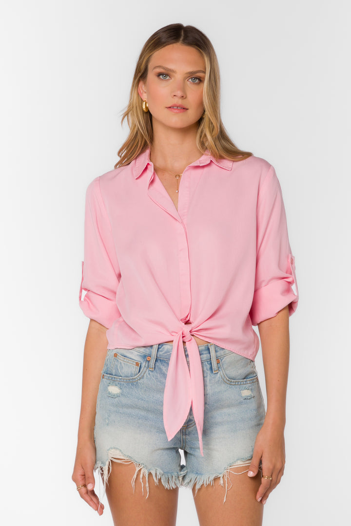 Solange Candy Pink Shirt - Tops - Velvet Heart Clothing