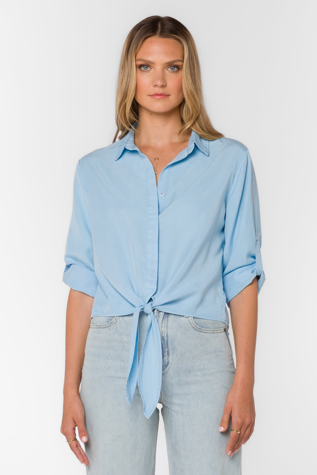 Solange Cool Blue Shirt - Tops - Velvet Heart Clothing