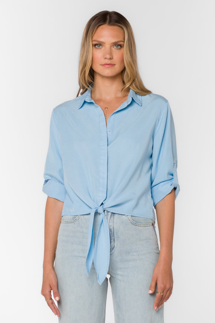 Solange Cool Blue Shirt - Tops - Velvet Heart Clothing