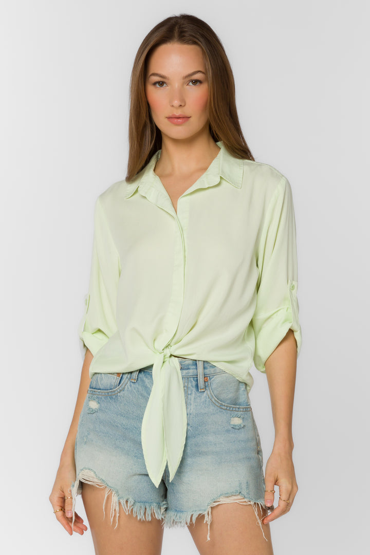 Solange Lime Cream Shirt - Tops - Velvet Heart Clothing