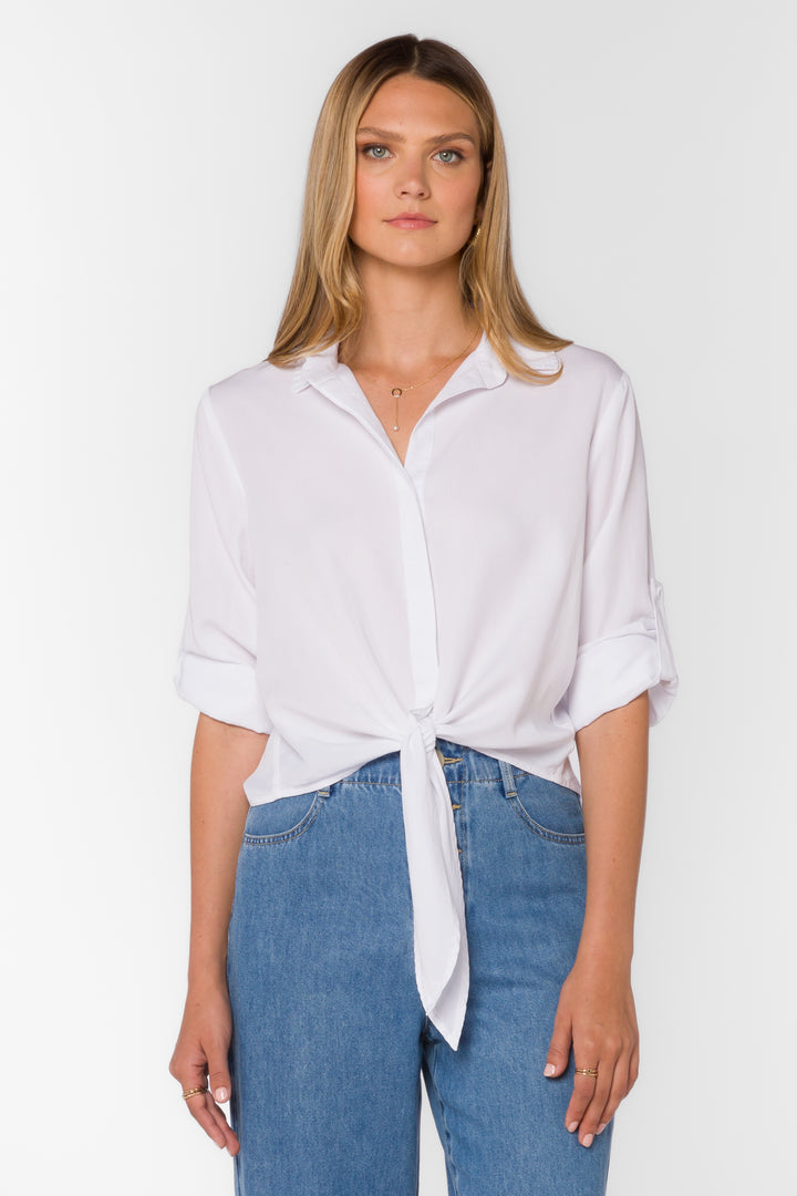 Solange Optic White Shirt - Tops - Velvet Heart Clothing