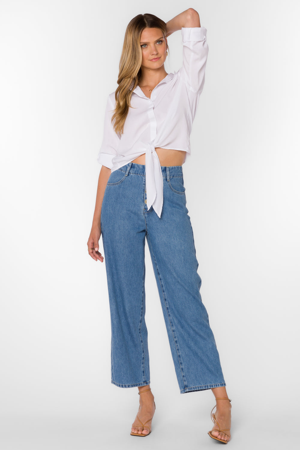 Solange Optic White Shirt - Tops - Velvet Heart Clothing