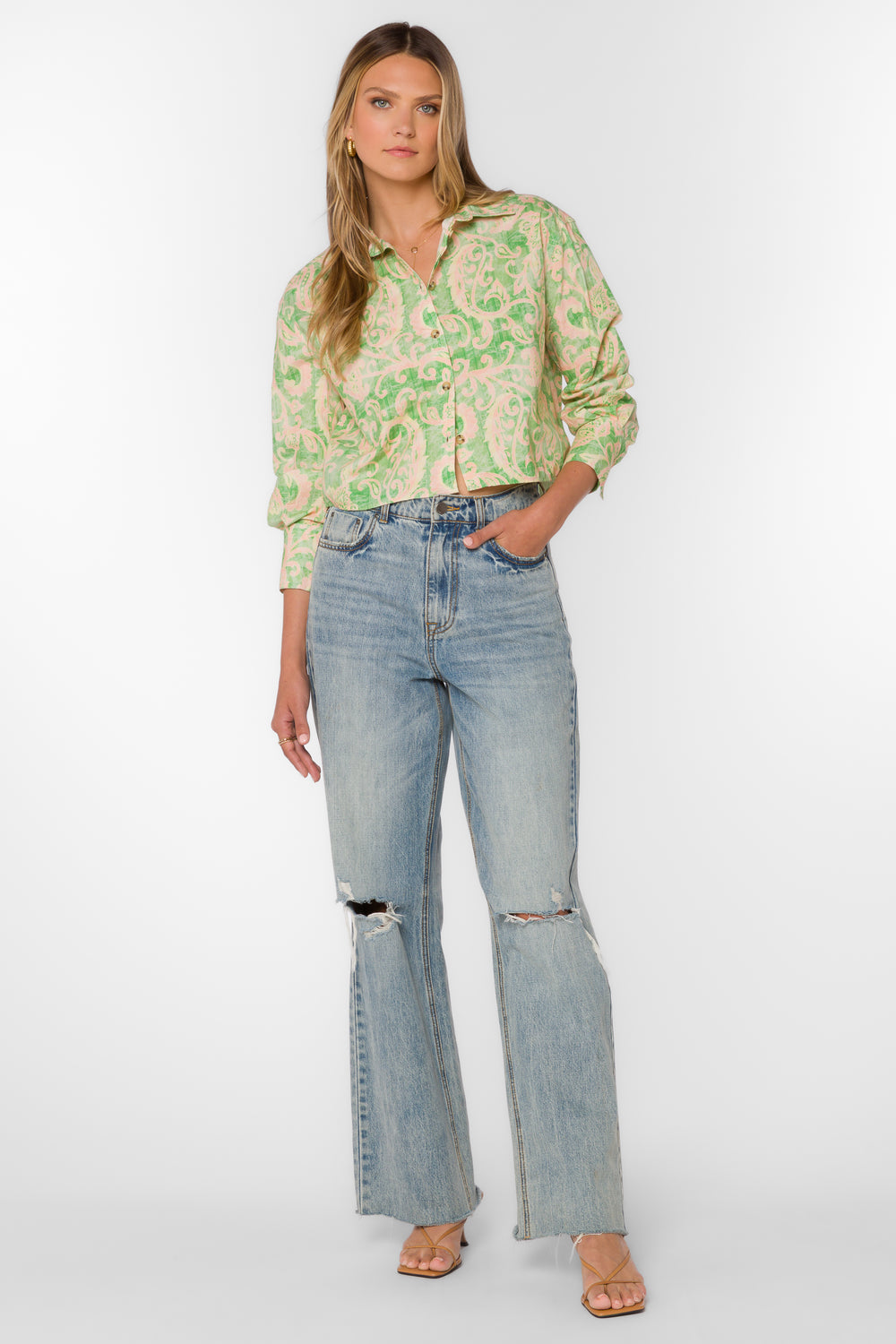 Summerlyn Jacobean Floral Shirt - Tops - Velvet Heart Clothing