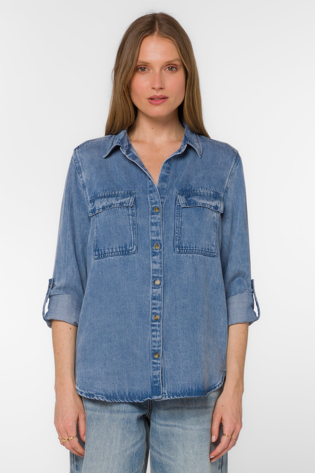 Talma Uptown Blue Shirt - Tops - Velvet Heart Clothing