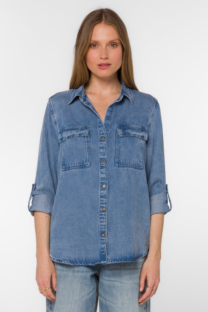 Talma Uptown Blue Shirt - Tops - Velvet Heart Clothing