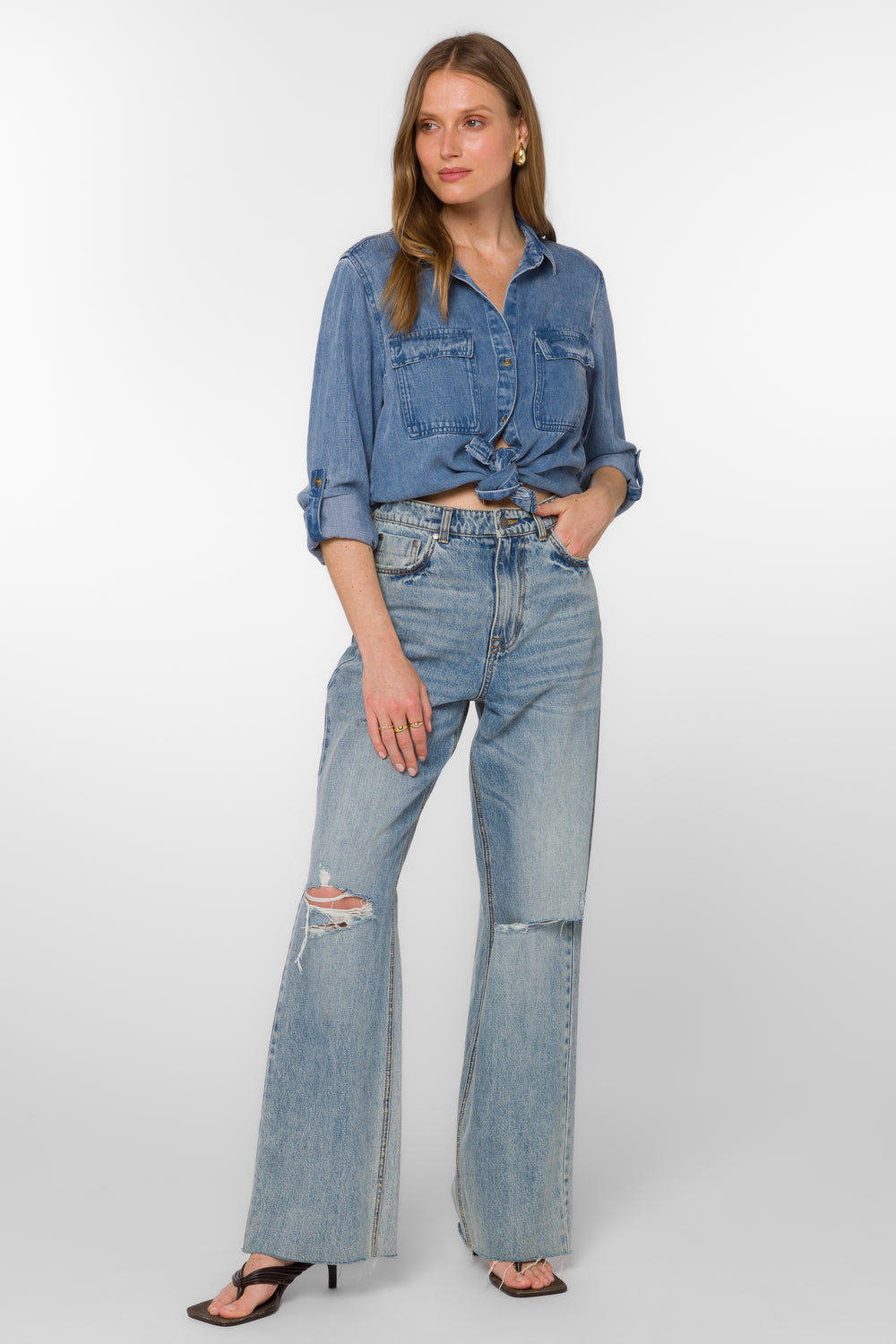 Talma Uptown Blue Shirt - Tops - Velvet Heart Clothing