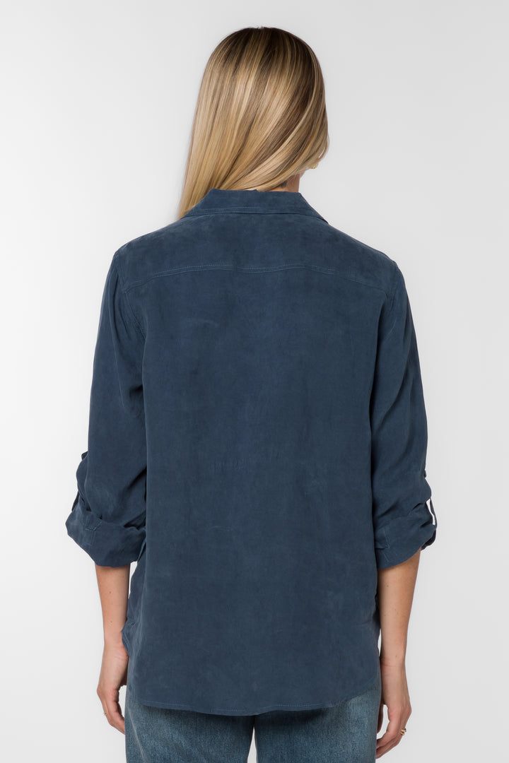 Talma Navy Shirt - Tops - Velvet Heart Clothing