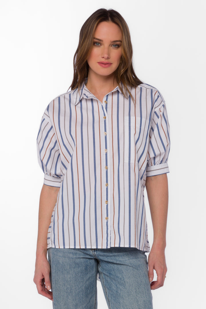 Tyler Blue Striped Shirt - Tops - Velvet Heart Clothing