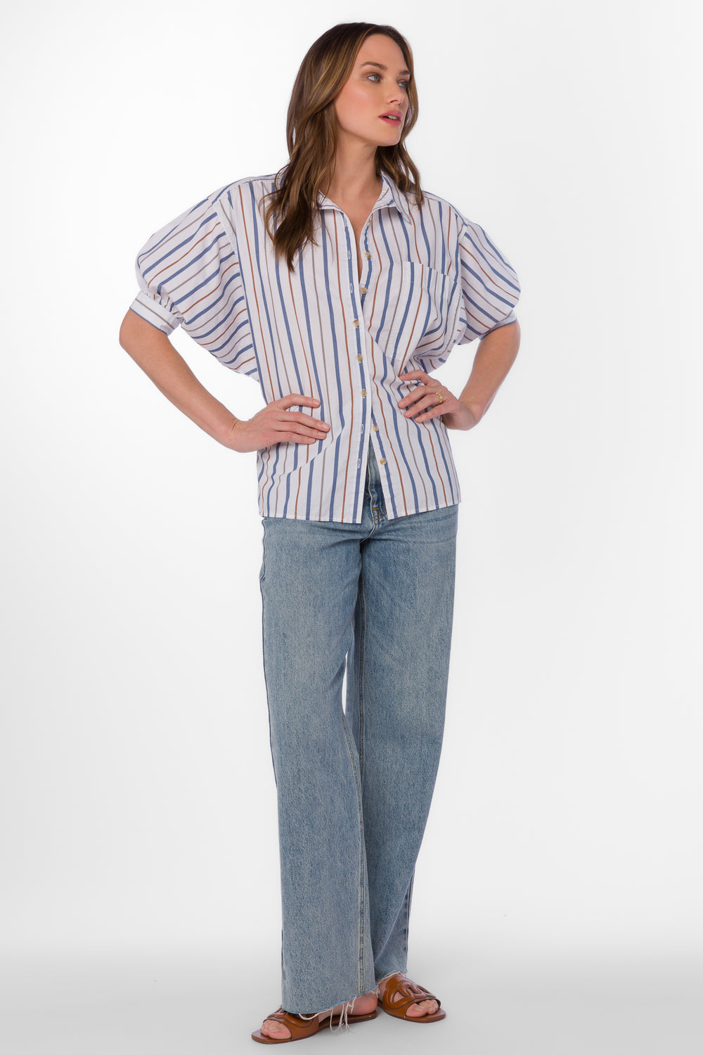 Tyler Blue Striped Shirt - Tops - Velvet Heart Clothing