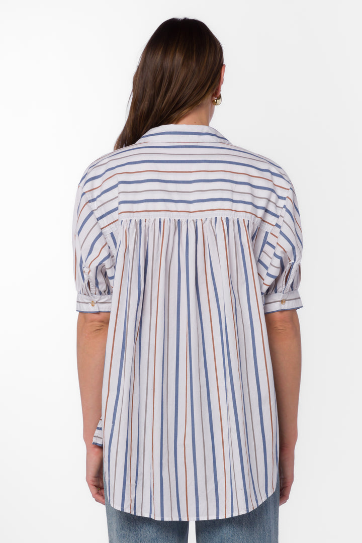 Tyler Blue Striped Shirt - Tops - Velvet Heart Clothing