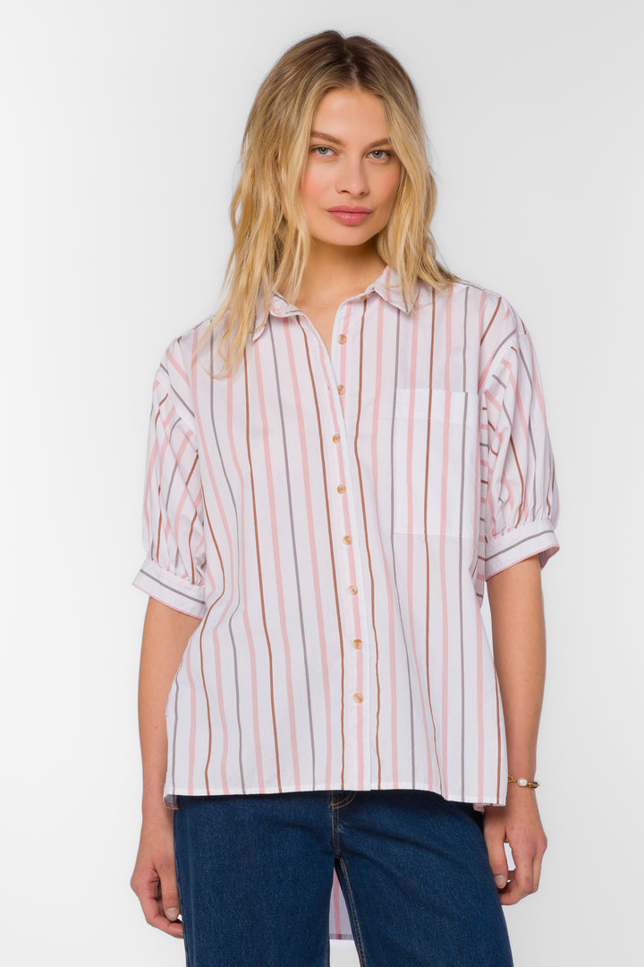 Tyler Pink Striped Shirt - Tops - Velvet Heart Clothing