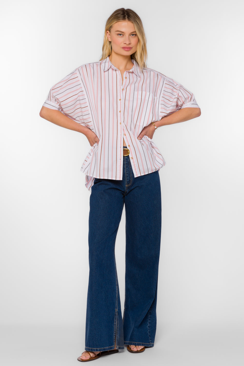 Tyler Pink Striped Shirt - Tops - Velvet Heart Clothing