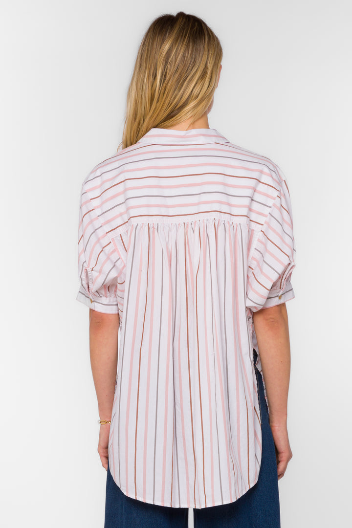 Tyler Pink Striped Shirt - Tops - Velvet Heart Clothing