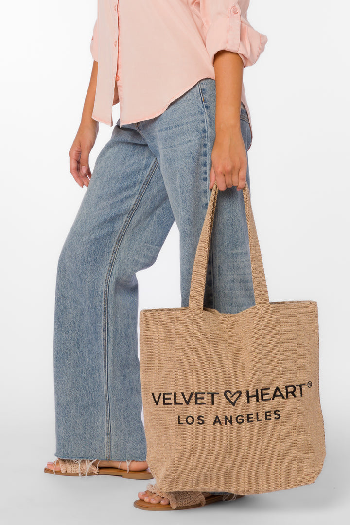 Velvet Heart Straw Bag