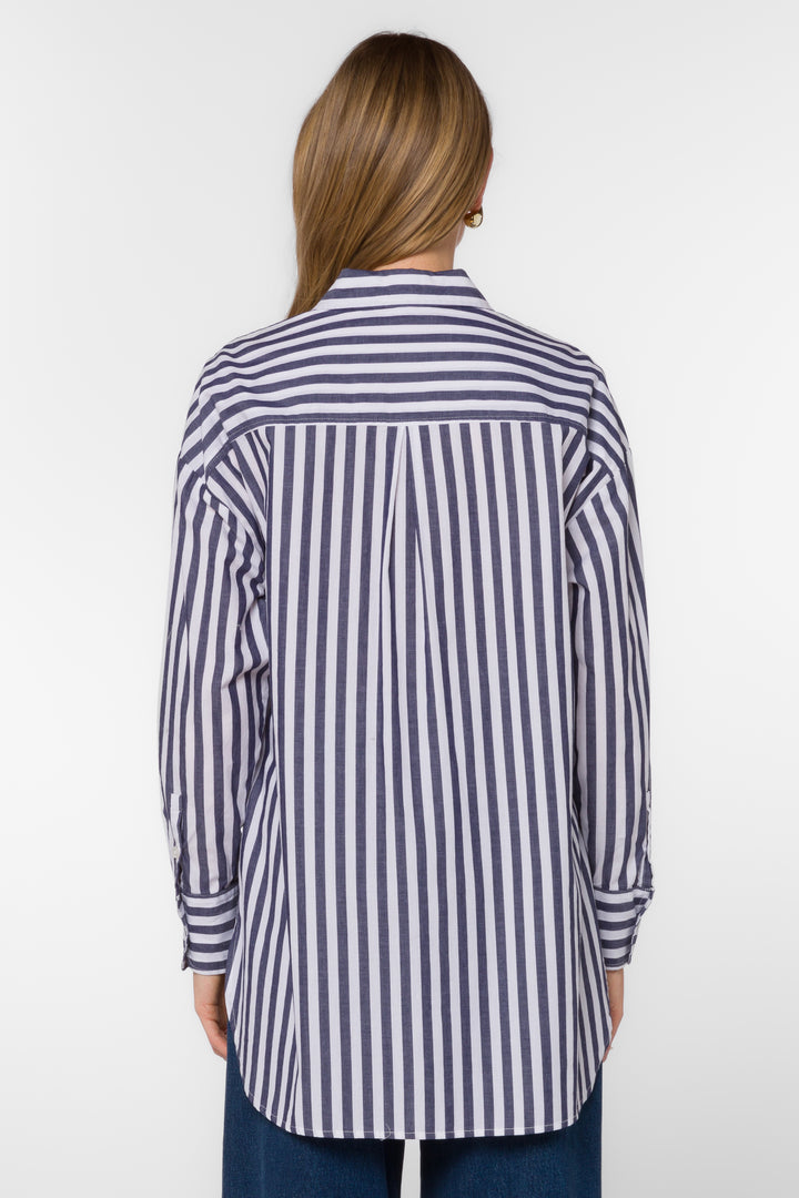 Waylon Navy Stripe Shirt - Tops - Velvet Heart Clothing