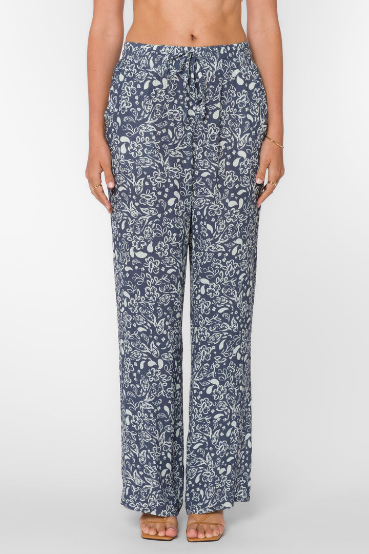 Wendy Navy Floral Pants - Bottoms - Velvet Heart Clothing