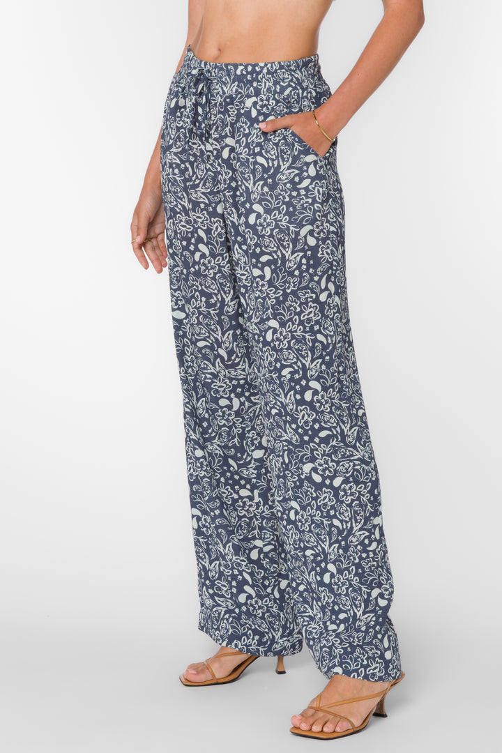Wendy Navy Floral Pants - Bottoms - Velvet Heart Clothing