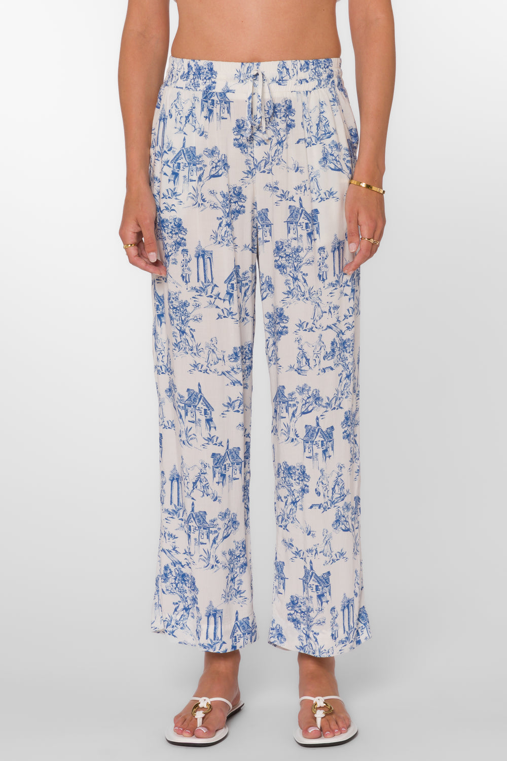 Wendy Blue Toile Pants - Pants - Velvet Heart Clothing