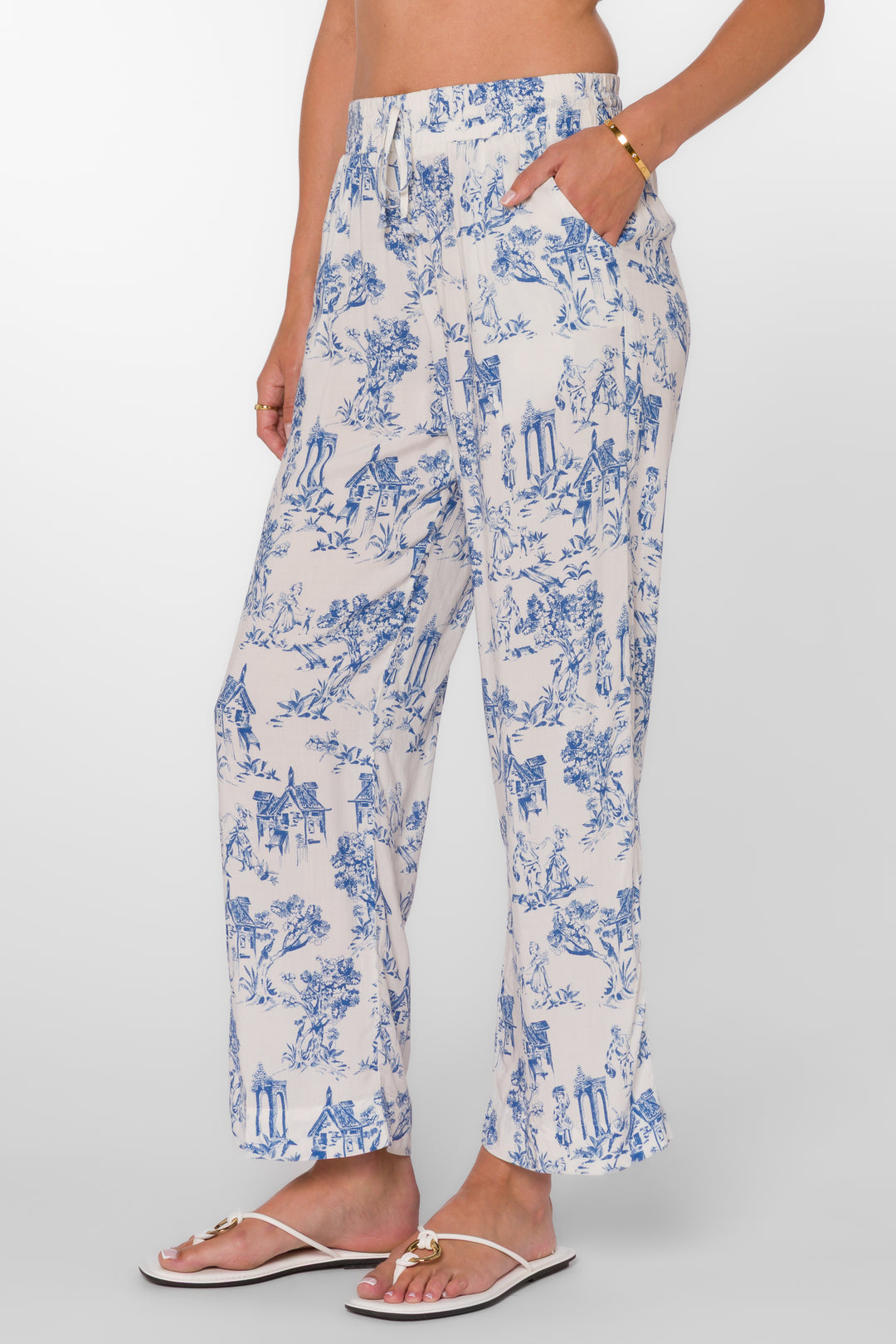 Wendy Blue Toile Pants - Pants - Velvet Heart Clothing