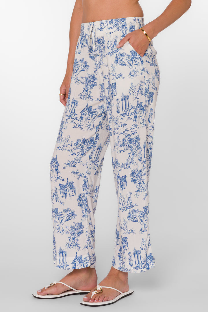 Wendy Blue Toile Pants - Pants - Velvet Heart Clothing