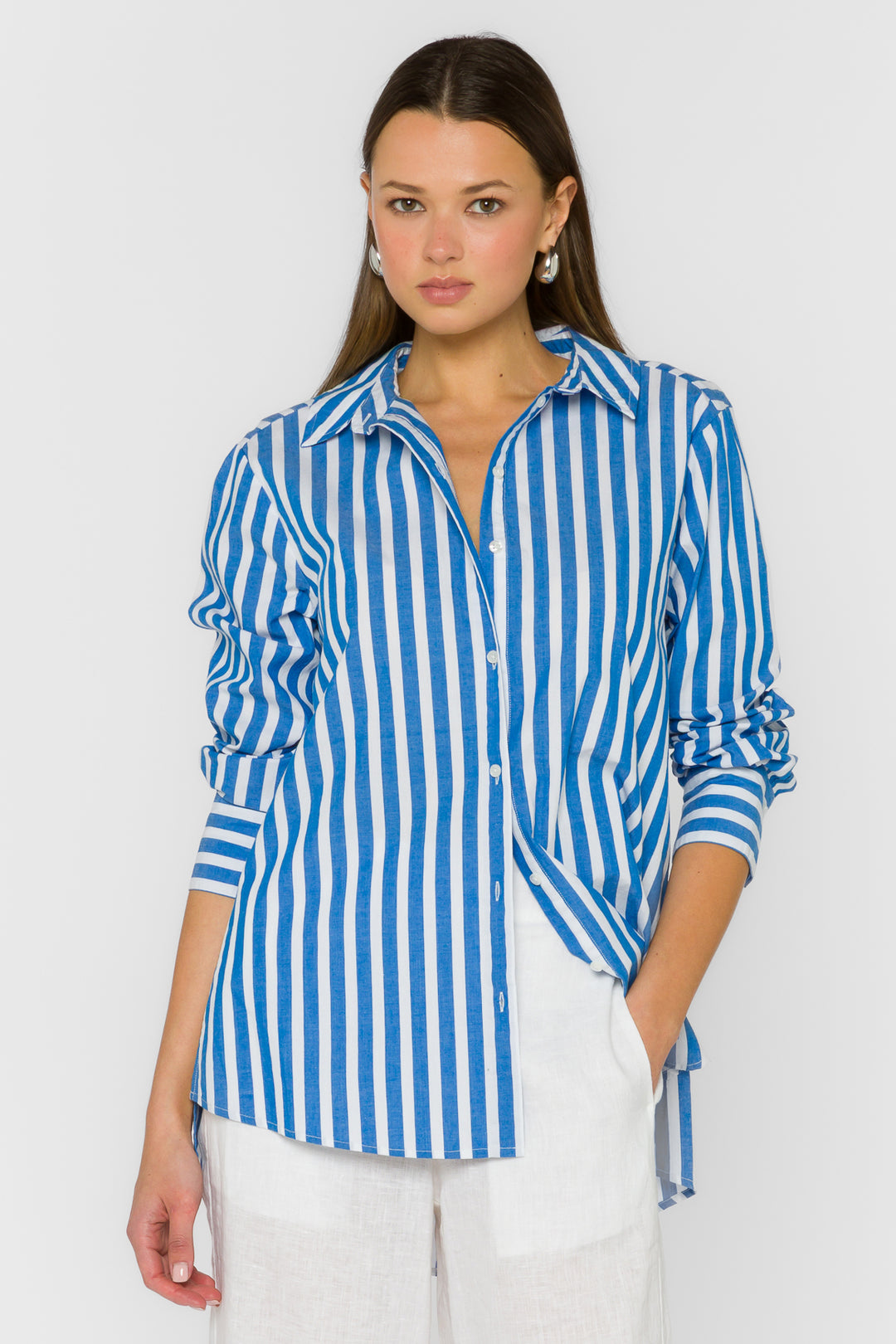 Westerly Blue White Stripe Shirt - Tops - Velvet Heart Clothing